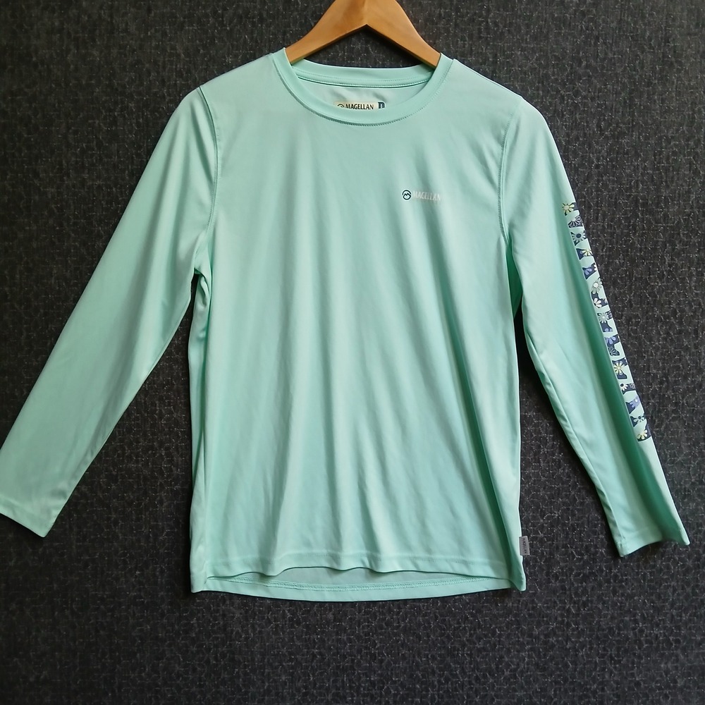Magellan Outdoors Fish Gear Mint Green Long Sleeve Shirt XL Boyfriend Fit